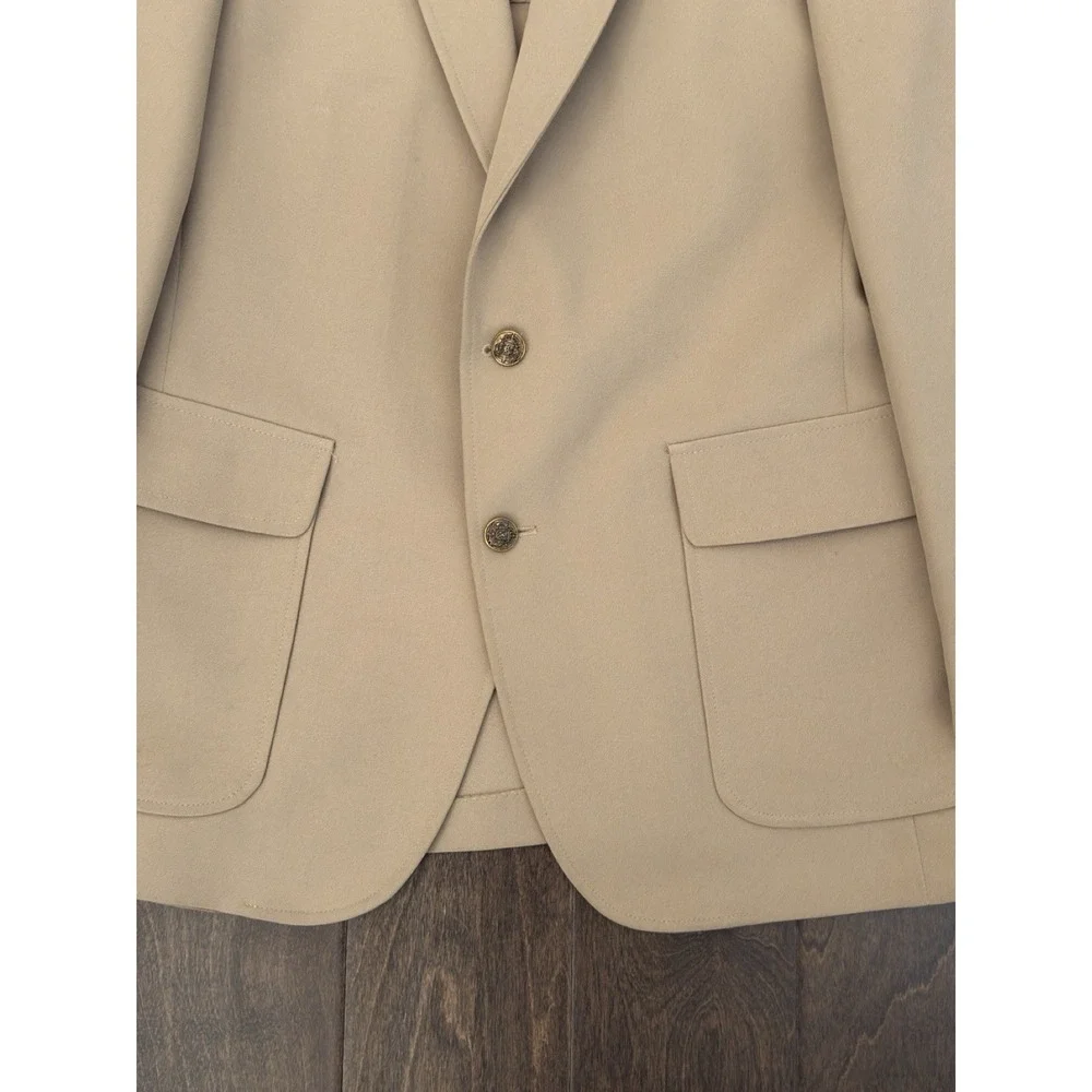 Vintage Haggar Blazer Jacket‎ Mens Size 40L Beige USA Made Gold Buttons 2-Button